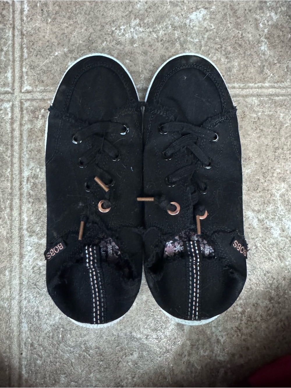 Skechers Kids Black Canvas Lace-Up Sneakers with Copper Eyelets